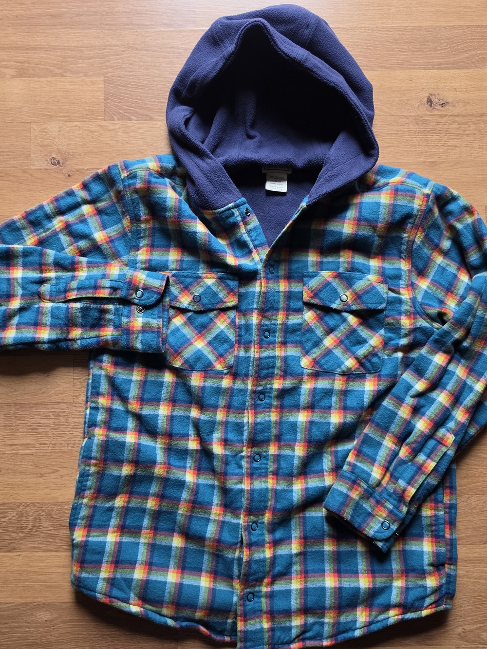 Kids L.L. Bean Blue Plaid Fleece Jacket with Hood